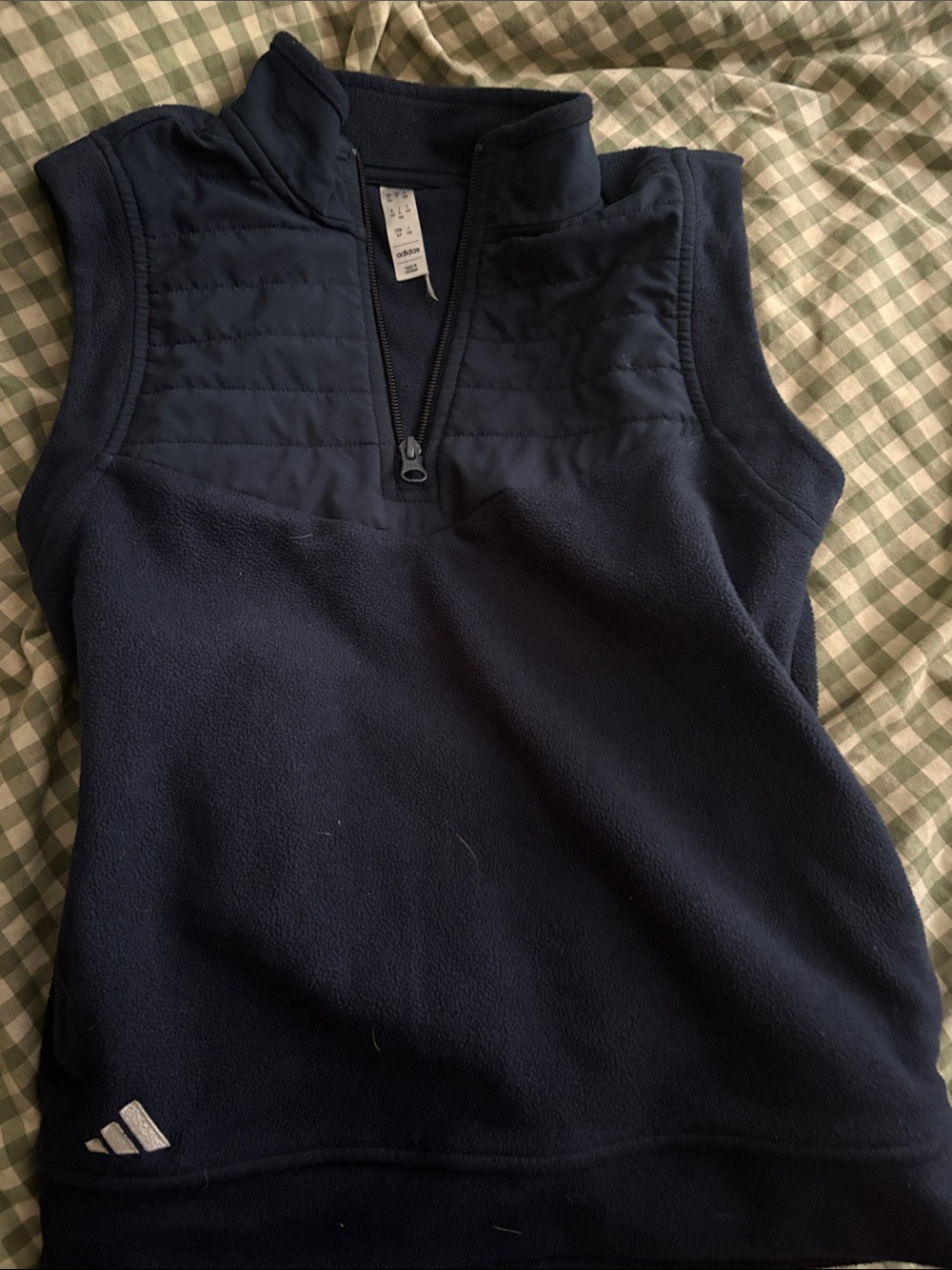 adidas Navy Sleeveless Fleece Half-Zip Tank